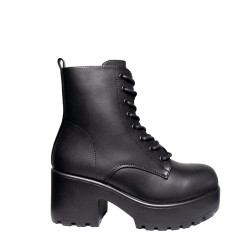 Koi Footwear Gin Platform Military Boots Black