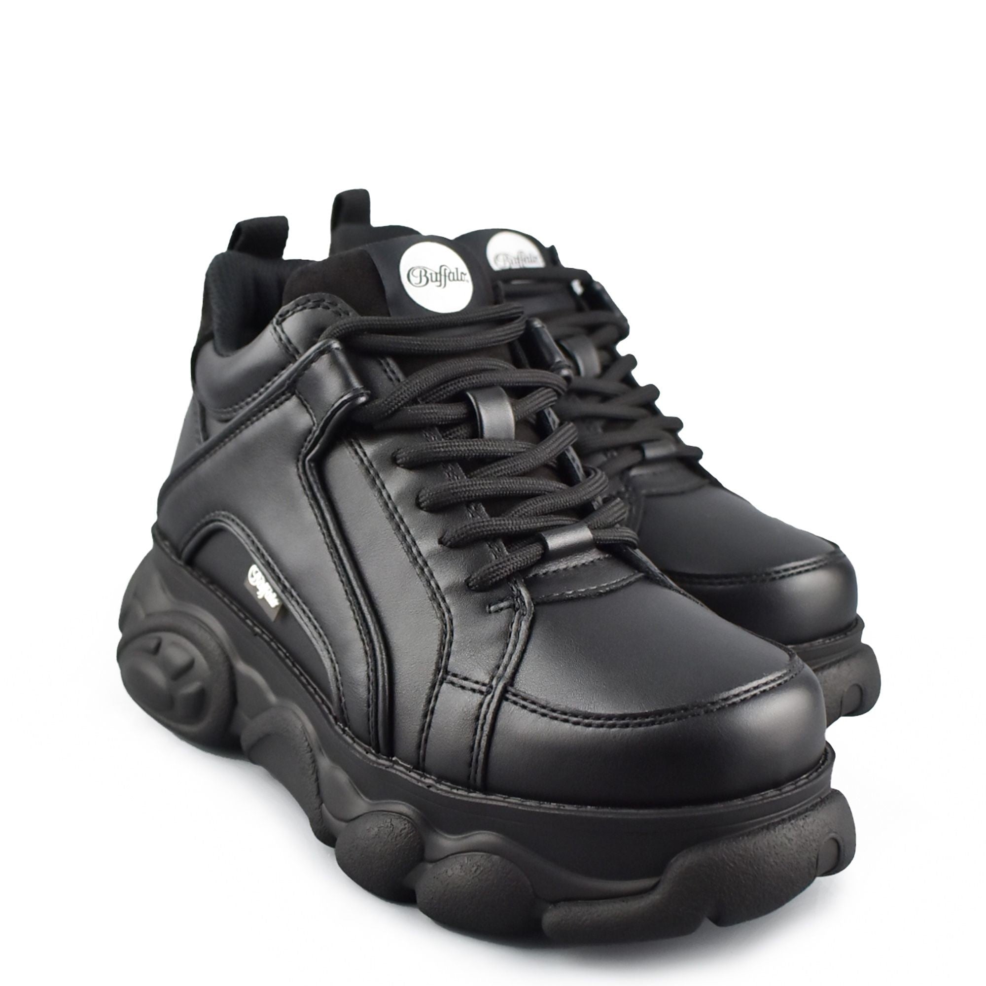Buffalo Corin Vegan Black - women's vegan platform sneakers