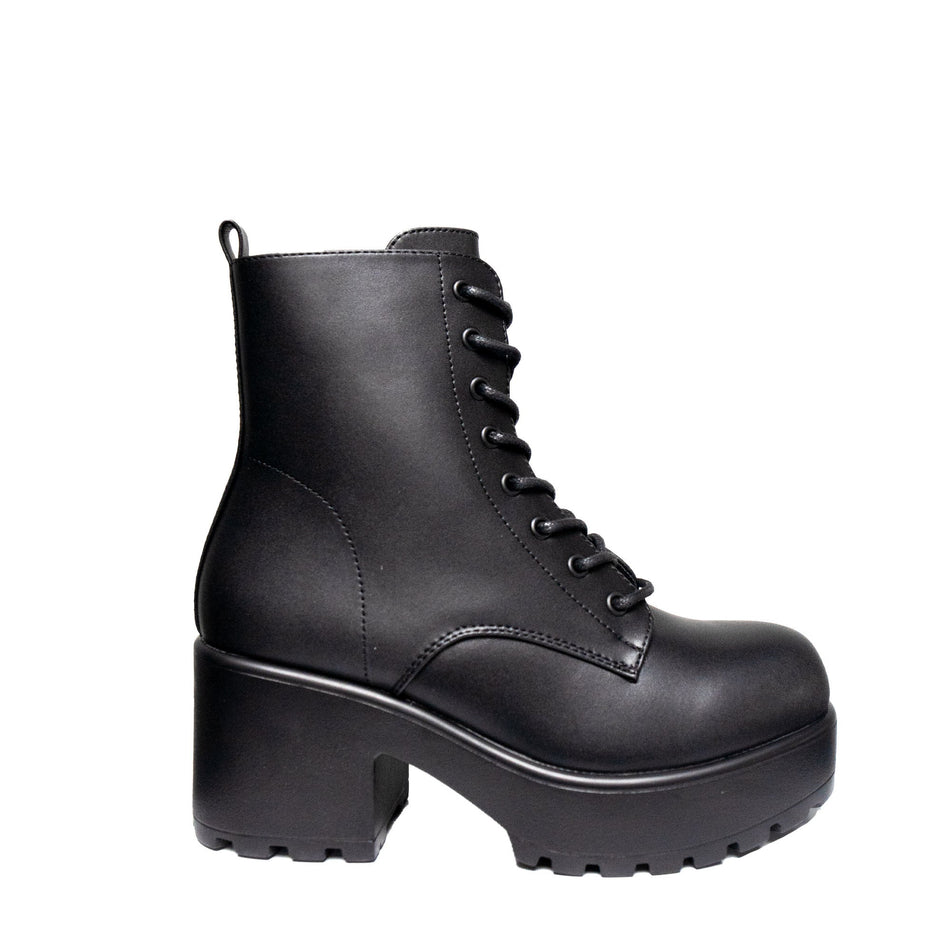 Koi Footwear Gin Platform Military Boots Black