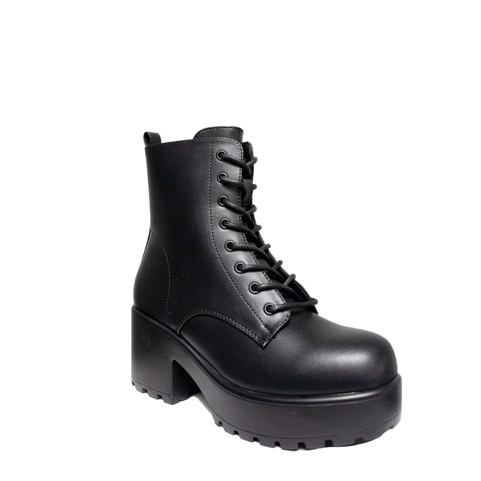 Koi Footwear Gin Platform Military Boots Black